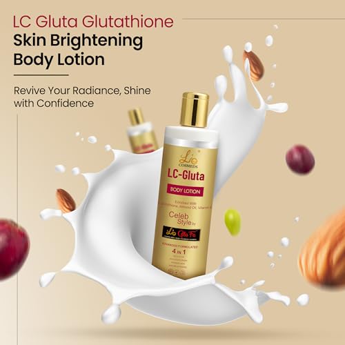 Lio Cosmeds Body Lotion LC Gluta Glutathione Body Lotion for Skin Brightening Glowing Skin Moisturizes Skin &amp; Radiant Skin contains Glutathione Almond Oil &amp; Kojic Acid (200 ml) (FROM INDIA) NUSS - View 5 of 5