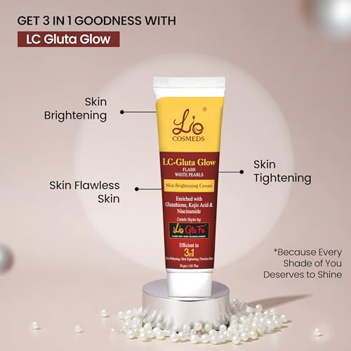 Lio Cosmeds Face Cream for Skin Brightening, Lightening, Pigmentation, Pores Tightening, Shine, Uneven Skin Tone &amp; Glow contains L Glutathione, Kojic Acid, Niacinamide, Vitamin C, E, L Argenine, Mulberry for Men &amp; Women - 30gm - View 2 of 5