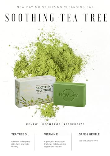 NEW DAY Soothing Tea Tree Moisturizing Soaps For Bath | Bath Soap Infused With Vitamin E &amp; Tea Tree Oil | Bathing Soap For Moisturizing &amp; Cleansing(FROM INDIA)NUZ - View 4 of 6