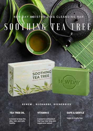 NEW DAY Soothing Tea Tree Moisturizing Soaps For Bath | Bath Soap Infused With Vitamin E &amp; Tea Tree Oil | Bathing Soap For Moisturizing &amp; Cleansing(FROM INDIA)NUZ - View 5 of 6
