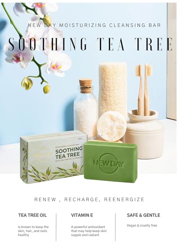 NEW DAY Soothing Tea Tree Moisturizing Soaps For Bath | Bath Soap Infused With Vitamin E &amp; Tea Tree Oil | Bathing Soap For Moisturizing &amp; Cleansing(FROM INDIA)NUZ - View 6 of 6