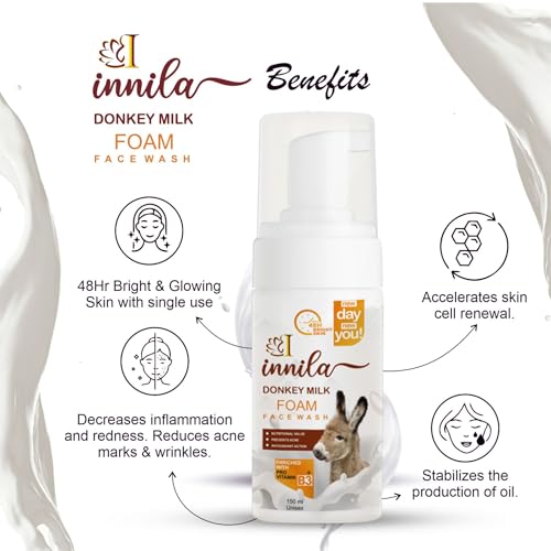 Innila Donkey Milk Foam Face Wash For Skin Brightening &amp; Anti- Aging With Pro Vitamin B3+ -150ML (Men &amp; Women)(FROM INDIA)NUZ - View 4 of 6