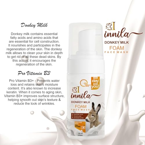 Innila Donkey Milk Foam Face Wash For Skin Brightening &amp; Anti- Aging With Pro Vitamin B3+ -150ML (Men &amp; Women)(FROM INDIA)NUZ - View 6 of 6