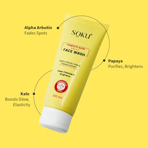 SOKU Complete Glow Daily Face Wash | Alpha Arbutin Face Wash For Brighter &amp; Glowing Skin | Reduces Pigmentation | Dermatlogically Tested - 100 ml(FROM INDIA)JEZ - View 2 of 7