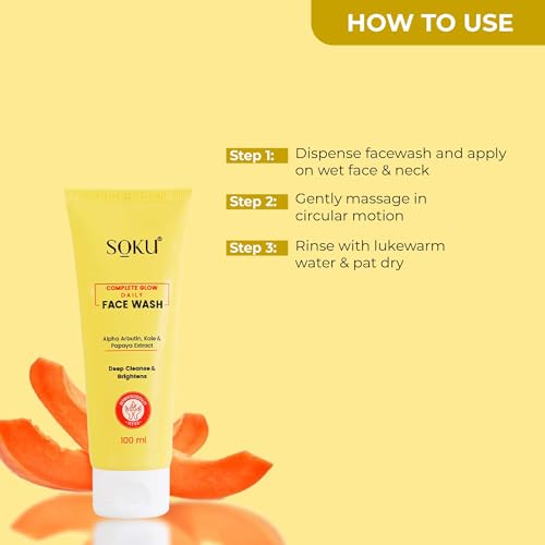 SOKU Complete Glow Daily Face Wash | Alpha Arbutin Face Wash For Brighter &amp; Glowing Skin | Reduces Pigmentation | Dermatlogically Tested - 100 ml(FROM INDIA)JEZ - View 4 of 7