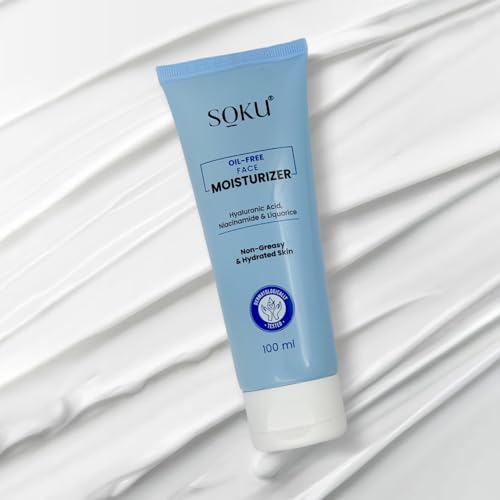 SOKU Oil Free Face Moisturizer | Suitable for Oily Skin with Hyaluronic Acid, Niacinamide &amp; Liquorice | Light Weight &amp; Non Greasy | Hydrating &amp; Brightening Skin - 100 ml - View 2 of 7