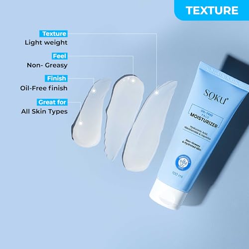 SOKU Oil Free Face Moisturizer | Suitable for Oily Skin with Hyaluronic Acid, Niacinamide &amp; Liquorice | Light Weight &amp; Non Greasy | Hydrating &amp; Brightening Skin - 100 ml - View 7 of 7