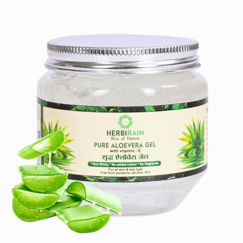 Herbirain Pure &amp; Natural Aloevera Gel Enriched With Vitamin E,C &amp; Rose Extract /For Face, Skin, &amp; Hair | Both For Men &amp; Women | Fragrance Free &amp; No Added Colour | Hydrating, Tan removal,Clear, Glowing skin 250gm (FROM INDIA) NUSS - Shop at Colombo Mall