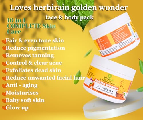 Herbirain Organic Ubtan Powder Face &amp; Body Pack Fairer &amp; Even Skin Tone, Glowing Skin,Tan Removal, Reduce Melasma &amp; Pigmentation naturally | Almond,Walnut,Saffron,Vitamin C 250 gm (FROM INDIA) NUSS - View 2 of 7