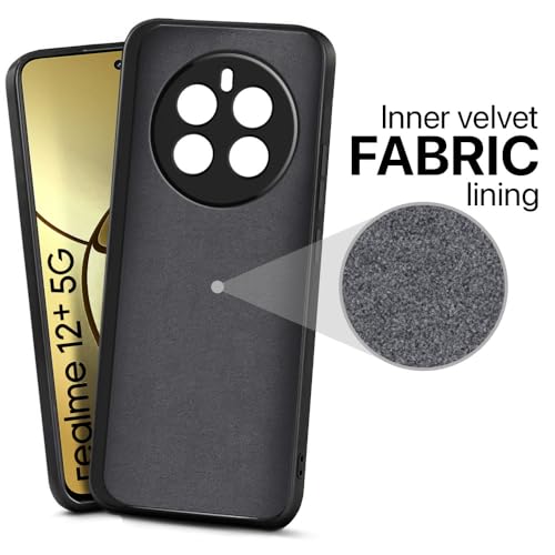 WOW IMAGINE Back Cover for Realme Narzo 70 | Narzo 70 Pro | 12 Plus | P1 5G | Slim Soft Rubberised Case | Inner Velvet Fabric Lining | Matte Silicone Flexible Mobile Case | Camera Protection - Black(FROM INDIA FAAZ) - View 3 of 6