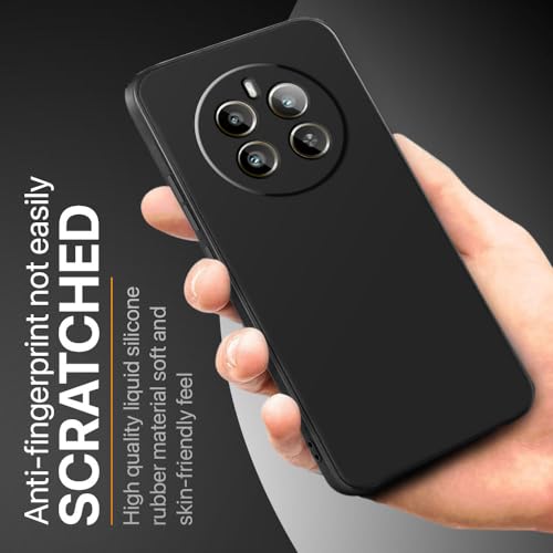 WOW IMAGINE Back Cover for Realme Narzo 70 | Narzo 70 Pro | 12 Plus | P1 5G | Slim Soft Rubberised Case | Inner Velvet Fabric Lining | Matte Silicone Flexible Mobile Case | Camera Protection - Black(FROM INDIA FAAZ) - View 5 of 6