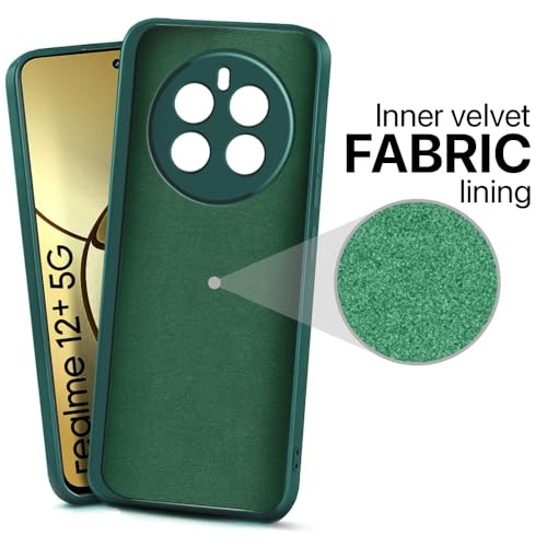 WOW IMAGINE Back Cover for Realme Narzo 70 | Narzo 70 Pro | 12 Plus | P1 5G | Slim Soft Rubberised Case | Inner Velvet Fabric Lining | Matte Silicone Flexible Mobile Case | Camera Protection - Green(FROM INDIA FAAZ) - View 3 of 6