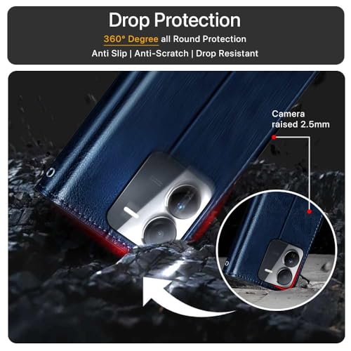 WOW IMAGINE Shock Proof Flip Cover Back Case Cover for iQOO Z9 5G (Flexible | Leather Finish | Card Pockets Wallet &amp; Stand | Blue) (FROM INDIA FAAZ) - View 5 of 6