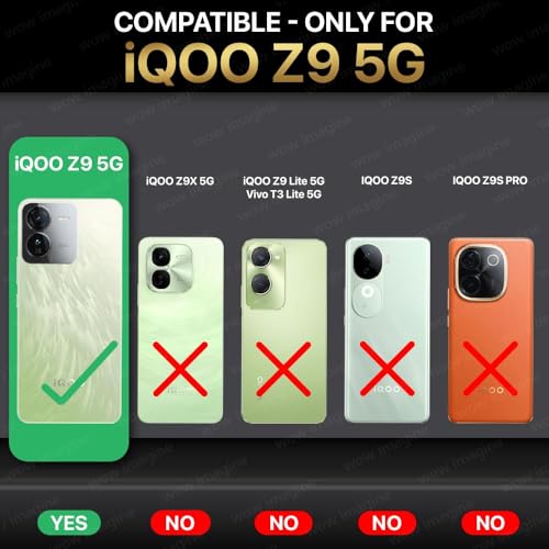 WOW IMAGINE Shock Proof Flip Cover Back Case Cover for iQOO Z9 5G (Flexible | Leather Finish | Card Pockets Wallet &amp; Stand | Black) (FROM INDIA FAAZ) - View 2 of 6
