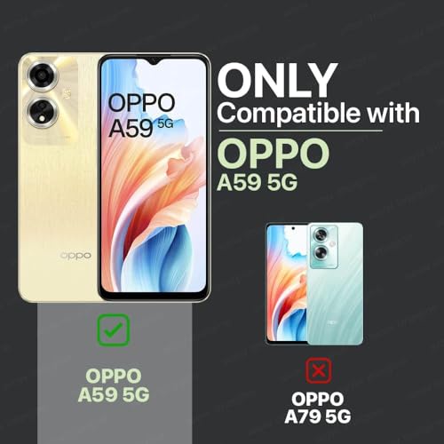 WOW IMAGINE Shock Proof Flip Cover Back Case for Oppo A59 5G (Designer Magnetic Button Flip Case | Inbuilt Wallet Pockets &amp; Stand | Leather Finish | Haze Black) (FROM INDIA FAAZ) - View 2 of 6