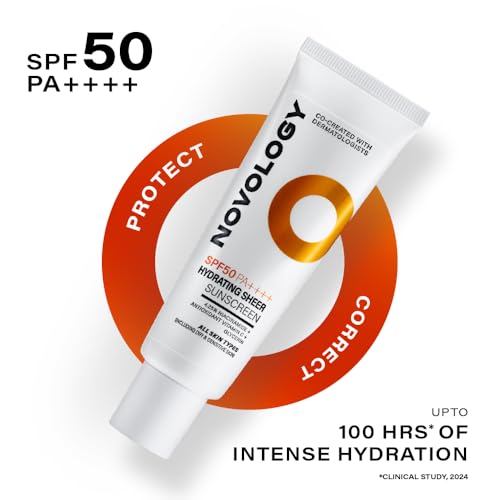 Novology SPF50 PA++++ Hydrating Sheer Sunscreen | Lightweight Broad Spectrum Protection &amp; Protects Skin Barrier | No White Cast | 50 g(FROM INDIA)JEZ - View 2 of 6