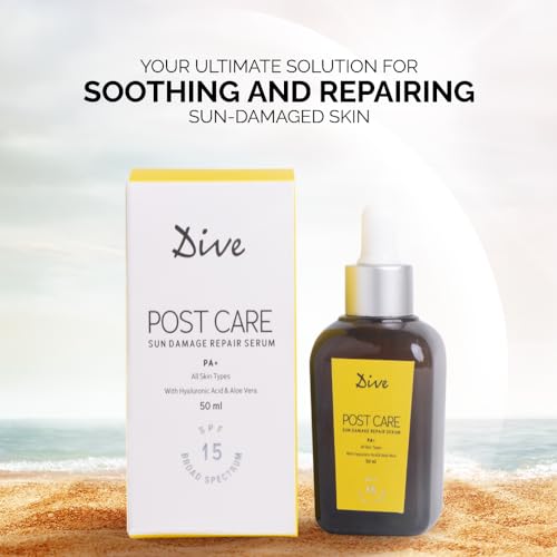 DIVE Post Care After Sun Damage Repair Serum | SPF 15 | PA++ | Non-Greasy | Sunburn Relief | Hydrating | Soothes and Repairs Damaged Skin | Non-Comedogenic | All Skin Type - 50ml(FROM INDIA)JEZ - View 2 of 7