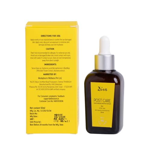DIVE Post Care After Sun Damage Repair Serum | SPF 15 | PA++ | Non-Greasy | Sunburn Relief | Hydrating | Soothes and Repairs Damaged Skin | Non-Comedogenic | All Skin Type - 50ml(FROM INDIA)JEZ - View 3 of 7