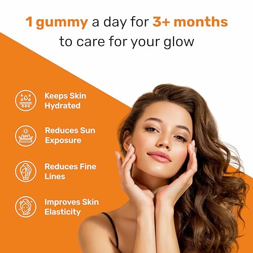 Mypro Sport Nutrition Glow Skin Gummeis | with Glutathione&amp;hyaluronic Acid,sea Buckthorn,vitamin C &amp; E | to Support Healthier&amp;youthful Skin Health | Natural Orange Flavoured for Men&amp;women-30 Gummies (FROM INDIA)SAB - View 3 of 7