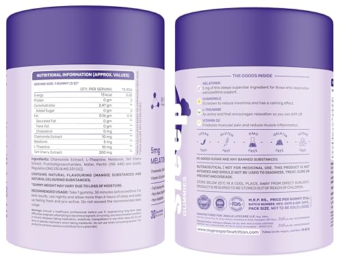 Mypro Sport Nutrition Melatonin Sleep Gummies | No Side Effect With Chamomile,Tart Cherry &amp; Vitamin D2 | Promotes Deep Sleep | Calms Brain &amp; Relaxes Nerves | Wake Up Fresh &amp; Energetic - 30 Gummies (FROM INDIA)SAB - View 7 of 7