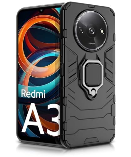 WOW IMAGINE Shock Proof Back Case Mobile Cover for Mi Redmi A3 | Redmi A3X | Poco C61 | Back Cover Case (Tough Armor | Hybrid PC + TPU | Ring Holder &amp; in-Built Kickstand | Black) - Shop at Colombo Mall
