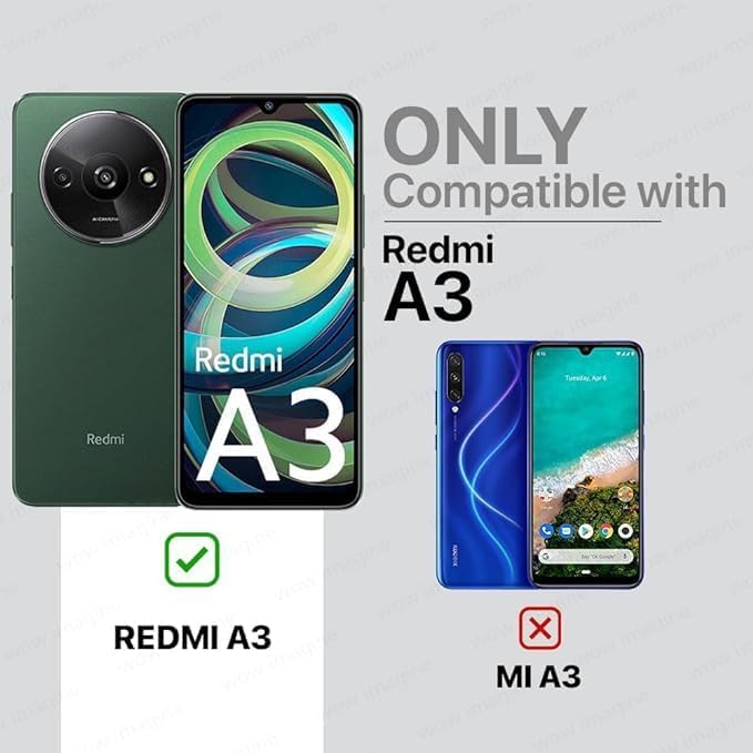 WOW IMAGINE Shock Proof Back Case Mobile Cover for Mi Redmi A3 | Redmi A3X | Poco C61 | Back Cover Case (Tough Armor | Hybrid PC + TPU | Ring Holder &amp; in-Built Kickstand | Black) - View 2 of 6