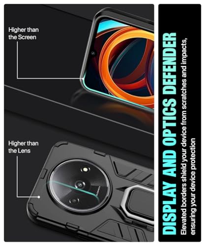 WOW IMAGINE Shock Proof Back Case Mobile Cover for Mi Redmi A3 | Redmi A3X | Poco C61 | Back Cover Case (Tough Armor | Hybrid PC + TPU | Ring Holder &amp; in-Built Kickstand | Black) - View 6 of 6