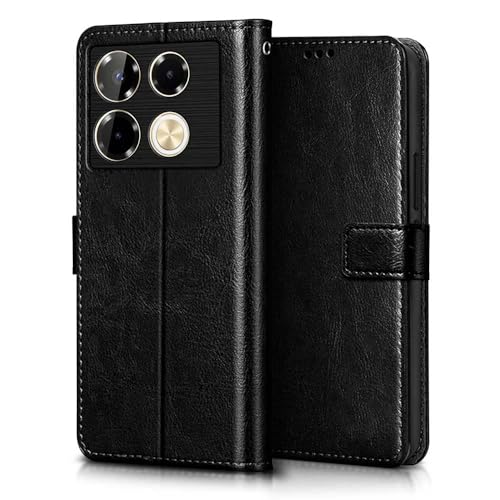 WOW IMAGINE Shock Proof Flip Cover Back Case Cover for Infinix Note 40 Pro | Note 40 Pro Plus (Flexible | Leather Finish | Card Pockets Wallet &amp; Stand | Black) (FROM INDIA FAAZ) - View 3 of 7