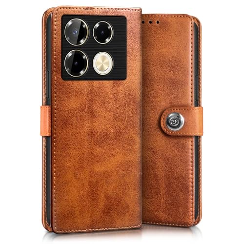 WOW IMAGINE Shock Proof Flip Cover Back Case for Infinix Note 40 Pro | Note 40 Pro Plus (Designer Magnetic Button Flip Case | Inbuilt Wallet Pockets &amp; Stand | Leather Finish | Alder Brown) (FROM INDIA FAAZ) - View 3 of 7