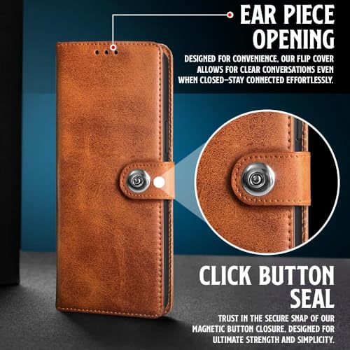 WOW IMAGINE Shock Proof Flip Cover Back Case for Infinix Note 40 Pro | Note 40 Pro Plus (Designer Magnetic Button Flip Case | Inbuilt Wallet Pockets &amp; Stand | Leather Finish | Alder Brown) (FROM INDIA FAAZ) - View 7 of 7