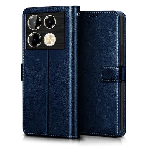 WOW IMAGINE Shock Proof Flip Cover Back Case Cover for Infinix Note 40 Pro | Note 40 Pro Plus (Flexible | Leather Finish | Card Pockets Wallet &amp; Stand | Blue) (FROM INDIA FAAZ) - View 2 of 7