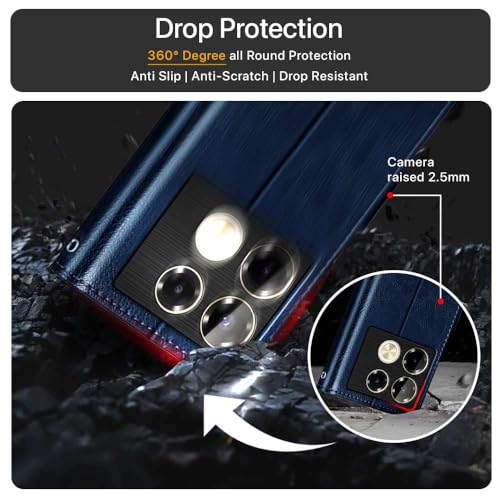 WOW IMAGINE Shock Proof Flip Cover Back Case Cover for Infinix Note 40 Pro | Note 40 Pro Plus (Flexible | Leather Finish | Card Pockets Wallet &amp; Stand | Blue) (FROM INDIA FAAZ) - View 5 of 7