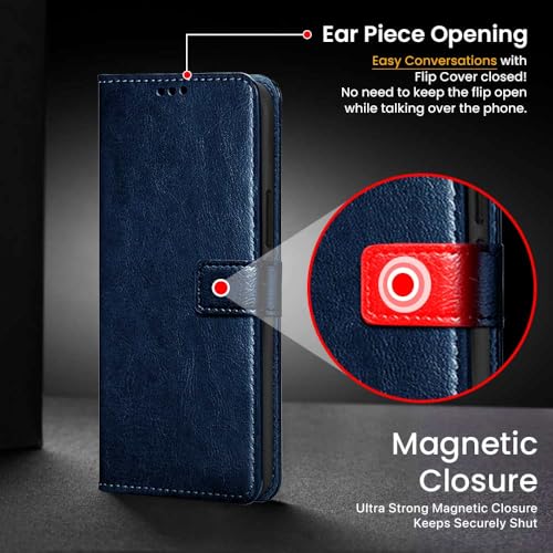 WOW IMAGINE Shock Proof Flip Cover Back Case Cover for Infinix Note 40 Pro | Note 40 Pro Plus (Flexible | Leather Finish | Card Pockets Wallet &amp; Stand | Blue) (FROM INDIA FAAZ) - View 7 of 7