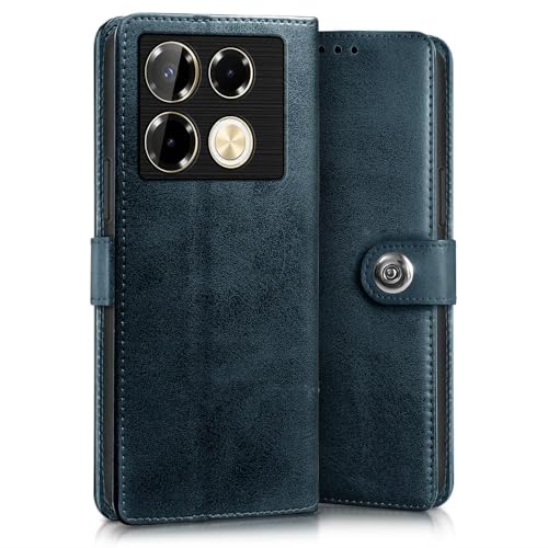 WOW IMAGINE Shock Proof Flip Cover Back Case for Infinix Note 40 Pro | Note 40 Pro Plus (Designer Magnetic Button Flip Case | Inbuilt Wallet Pockets &amp; Stand | Leather Finish | Oxford Blue) (FROM INDIA FAAZ) - View 3 of 6