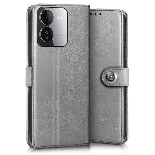 WOW IMAGINE Shock Proof Flip Cover Back Case for iQOO Z9 5G (Designer Magnetic Button Flip Case | Inbuilt Wallet Pockets &amp; Stand | Leather Finish | Stone Grey) (FROM INDIA FAAZ) - View 3 of 6