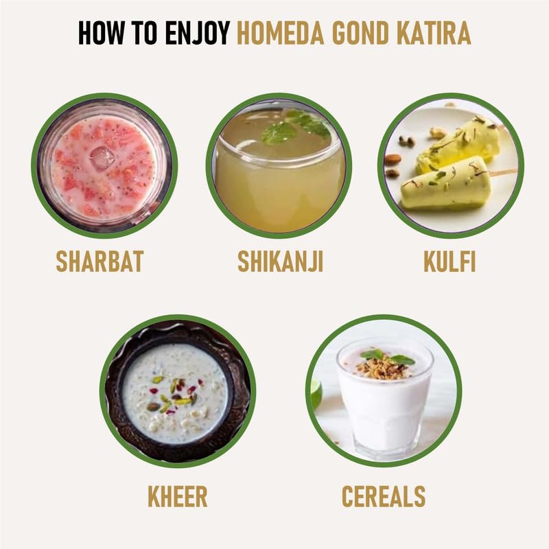 Homeda Gond Katira Pure Organic 100 gm, Almond Gum Badam Pisin Organic, Edible Gum Gond Katira 100gm, Tragacanth gum, Katora Gum Crystals Badam Gondh for Summer, Badam Banka, White Almonds (100 grams) (FROM INDIA) NUSS - View 5 of 7