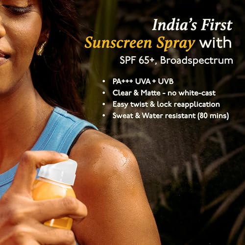 Asaya SPF 65+ Sunscreen Spray with Aloe Vera extract | Broad Spectrum UVA + UVB Coverage | For Men &amp; Women | Quick-drying, No White-Cast | Sweat &amp; Waterproof Sunscreen Spray | All skin types | 100ml (FROM INDIA)SAB - View 3 of 6
