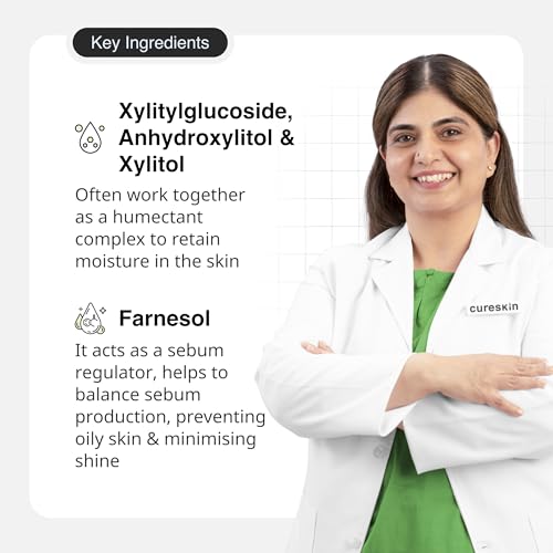 Cureskin Sebum Control Hydra Gel: Hydration &amp; Shine Control for Oily Skin with Aquaxyl, Farnesol, Probiotics Lysate (17 g)(FROM INDIA)JEZ - View 3 of 5