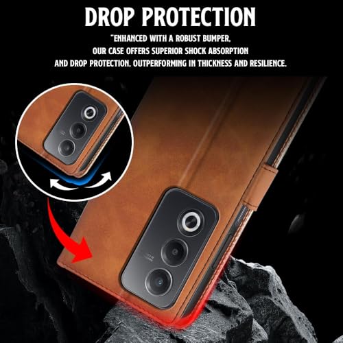 WOW IMAGINE Shock Proof Flip Cover Back Case for Oppo A3 Pro 5G (Magnetic Button Flip Case | Wallet Pockets & Stand | Leather Finish | Alder Brown) (FROM INDIA FAAZ) - View 5 of 6