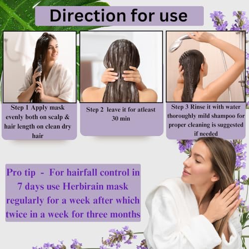 HERBIRAIN Hairfall Control Hair Mask in Just 7 days 500 ml | Suitable For All Hair Types| Both For Men &amp; Women| Enriched With Wheat Protein, Rosemary and Flaxseed extract (FROM INDIA) NUSS - View 4 of 6