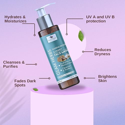 GLAM HERBS Sandalwood &amp; Honey Face Wash - Hydrating, Moisturizing Cleanser, Deep Cleansing &amp; Purifying Face Wash for All Skin Types | 100 ml(FROM INDIA)JEZ - View 4 of 5