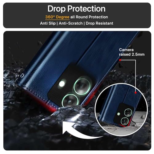 WOW IMAGINE Shock Proof Flip Cover Back Case Cover for Realme Narzo N61 | Realme C61 (Flexible | Leather Finish | Card Pockets Wallet &amp; Stand | Blue) (FROM INDIA FAAZ) - View 4 of 6
