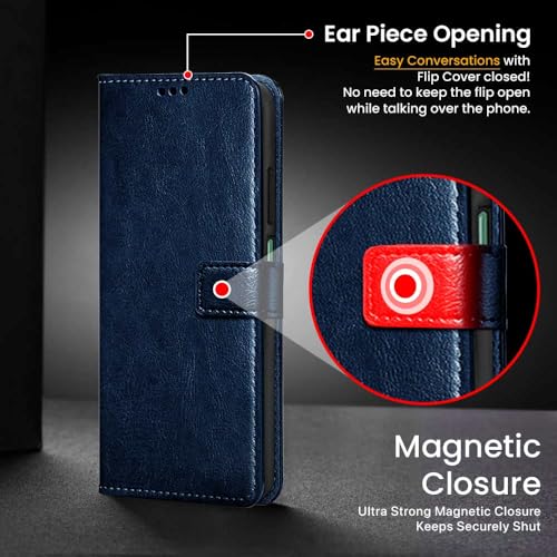 WOW IMAGINE Shock Proof Flip Cover Back Case Cover for Realme Narzo N61 | Realme C61 (Flexible | Leather Finish | Card Pockets Wallet &amp; Stand | Blue) (FROM INDIA FAAZ) - View 6 of 6