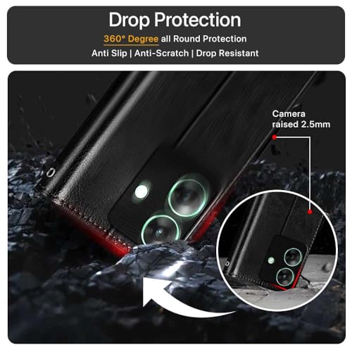 WOW IMAGINE Shock Proof Flip Cover Back Case Cover for Realme Narzo N61 | Realme C61 (Flexible | Leather Finish | Card Pockets Wallet &amp; Stand | Black) (FROM INDIA FAAZ) - View 4 of 6