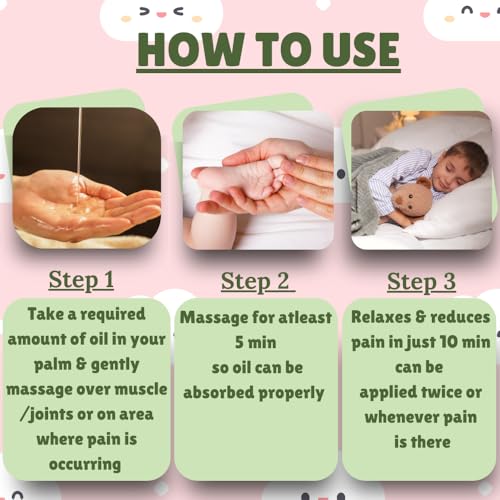 Herbirain Growing Kids and Baby Pain Relief massage Oil - 100 ml | With Eucalyptus Oil, Turmeric Root extract and Walnut Oil |For leg and body pains | Natural Pure &amp; Safe (FROM INDIA) NUSS - View 5 of 6