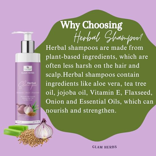 GLAM HERBS Herbal Onion Shampoo with Aloevera and Flax Seed 200ml| Hair Cleanser|Promotes Hair Growth| Strengthen Hair Follicles| Prevents Hairfall|Paraben and Sulphate Free Shampoo(FROM INDIA)JEZ - View 5 of 6