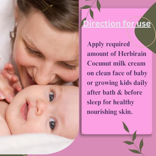 Herbirain Almond &amp; Cocunut Milk Baby Face Cream | Daily Day &amp; Night Moisturizing Cream For Babies, Kids | Non -Sticky Baby Cream | Prevents Dryness | Suitable For All Skin Types - 50 gm (FROM INDIA) NUSS - View 6 of 6