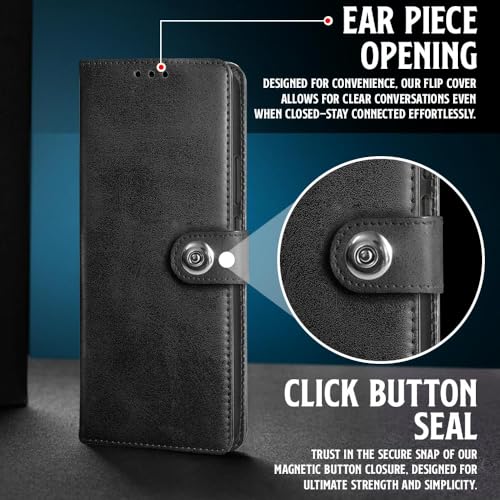 WOW IMAGINE Shock Proof Flip Cover Back Case for Oppo Reno 12 5G (Magnetic Button Flip Case | Wallet Pockets &amp; Stand | Leather Finish | Haze Black) (FROM INDIA FAAZ) - View 7 of 7