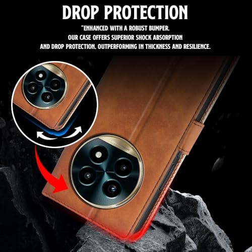 WOW IMAGINE Shock Proof Flip Cover Back Case for Realme 13 Pro 5G | Realme 13 Pro Plus 5G (Magnetic Button Flip Case | Wallet Pockets &amp; Stand | Leather Finish | Alder Brown) (FROM INDIA FAAZ) - View 5 of 7