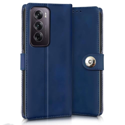 WOW IMAGINE Shock Proof Flip Cover Back Case for Oppo Reno 12 5G (Magnetic Button Flip Case | Wallet Pockets &amp; Stand | Leather Finish | Oxford Blue) (FROM INDIA FAAZ) - View 3 of 7